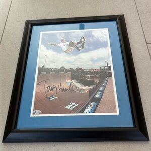 Tony Hawk Signed Skateboarding Photo in Black Frame